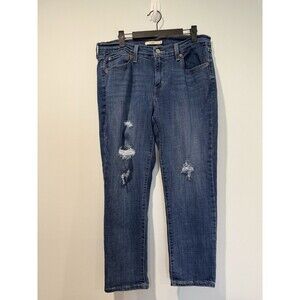 Levis Boyfriend Jeans Womens 33" Distressed Mid Rise Stretch Straight Travel